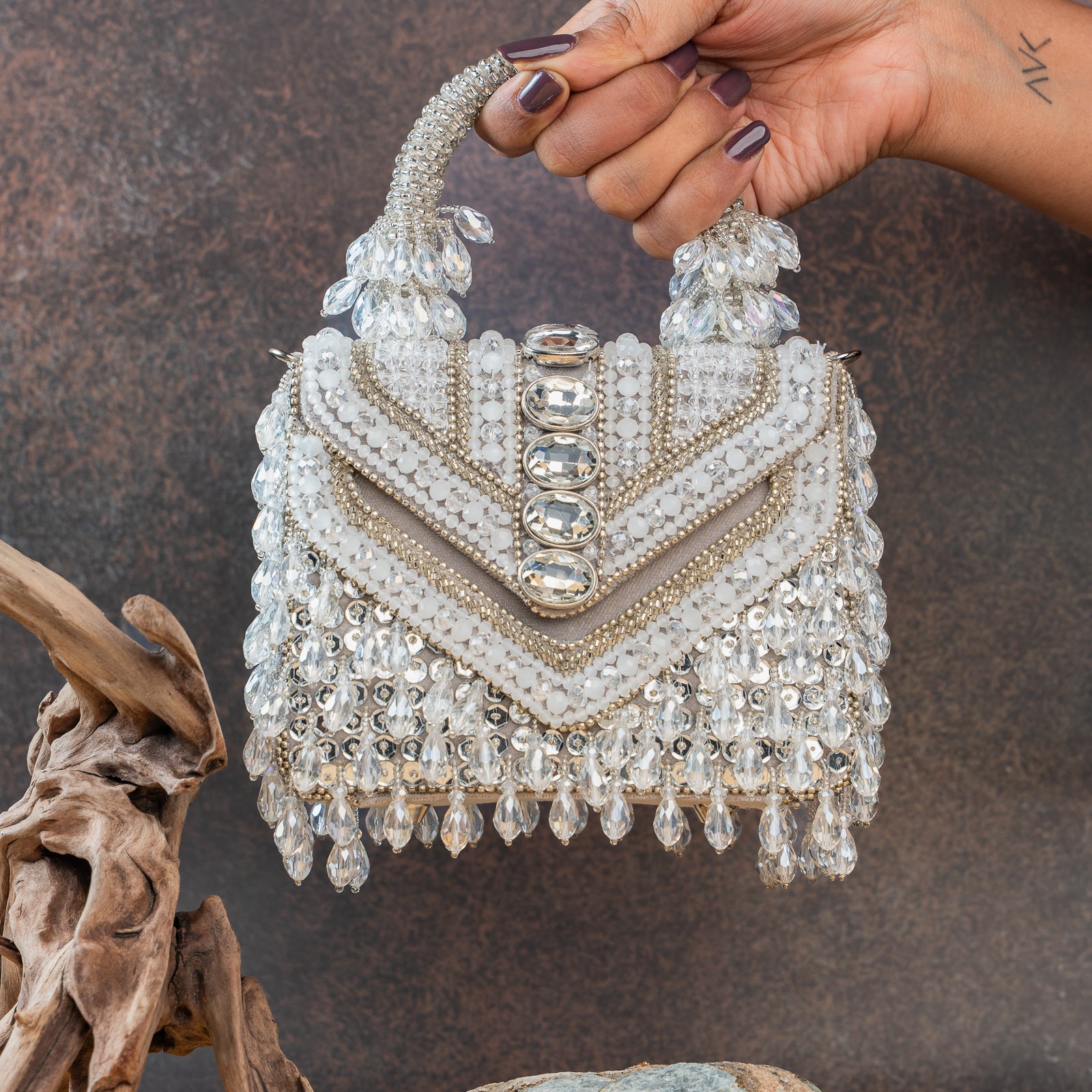 Chevron Crystal Kasse Silver
