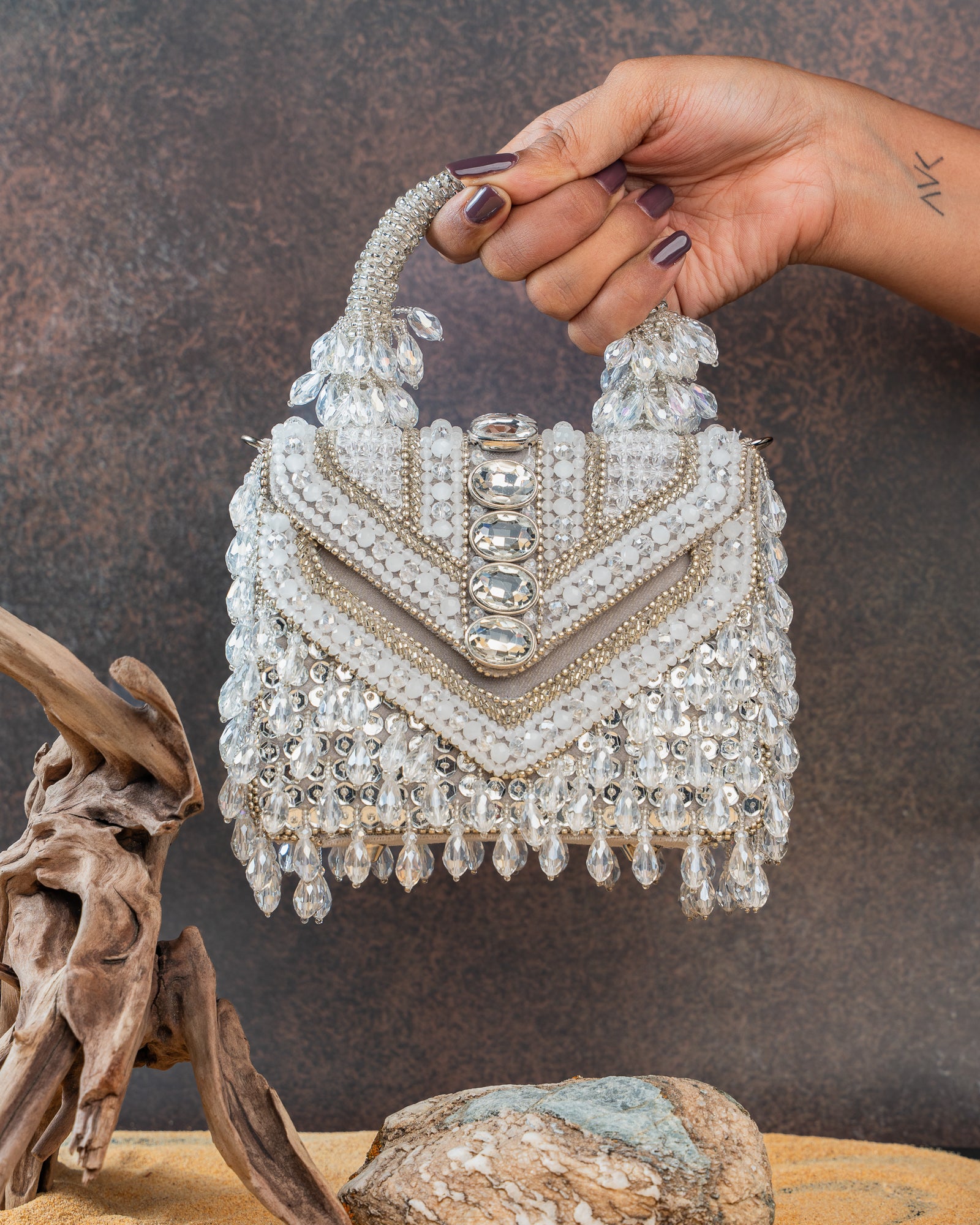Chevron Crystal Kasse Silver