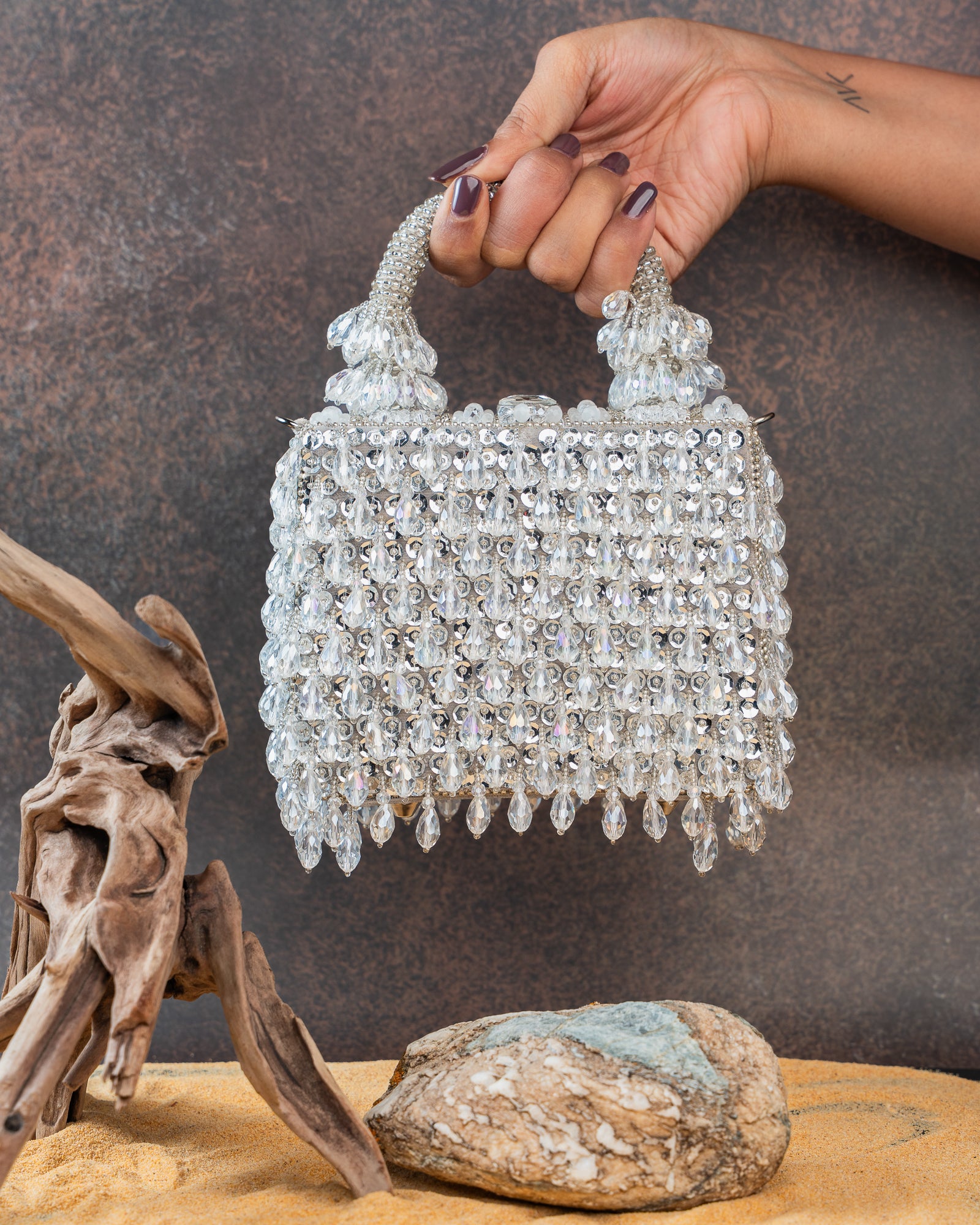 Chevron Crystal Kasse Silver