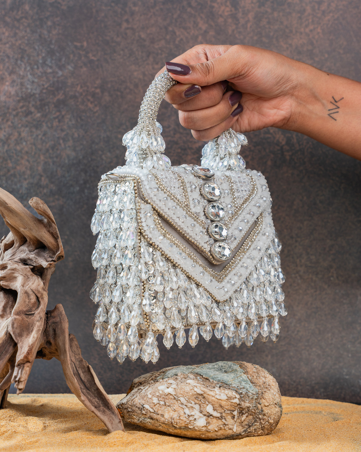 Chevron Crystal Kasse Silver