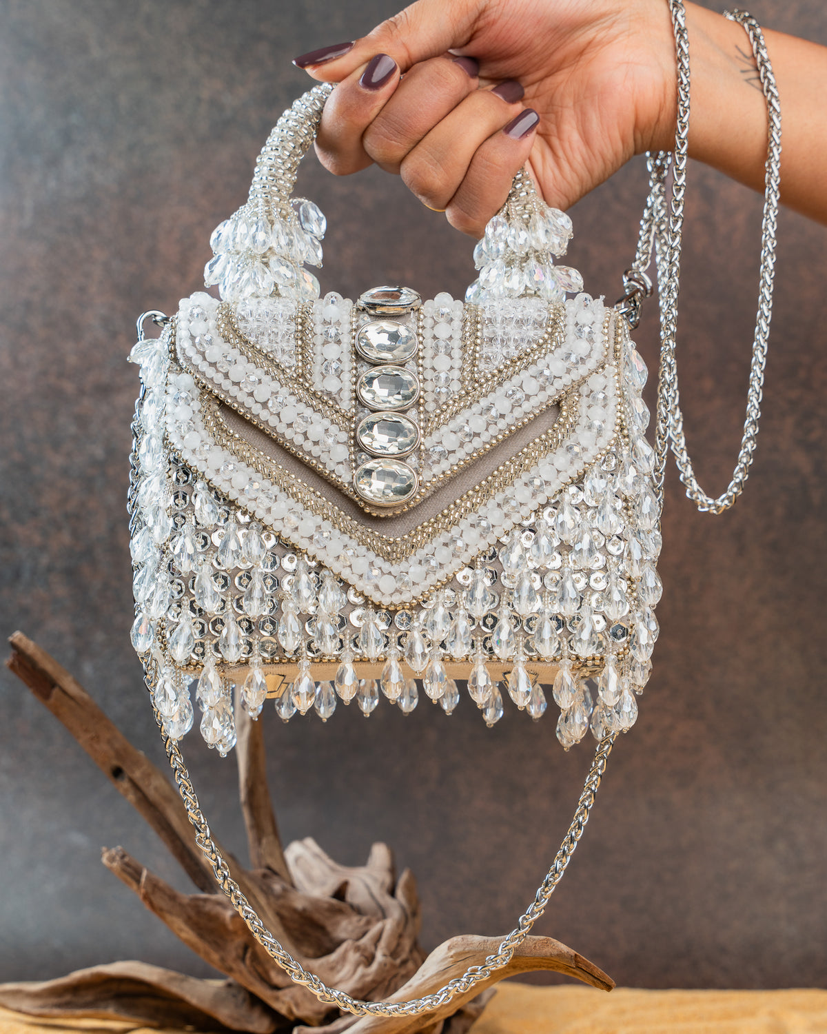 Chevron Crystal Kasse Silver