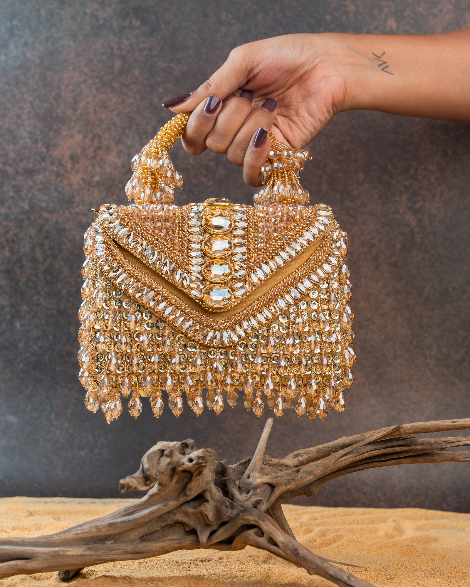 Chevron Crystal Kasse Gold