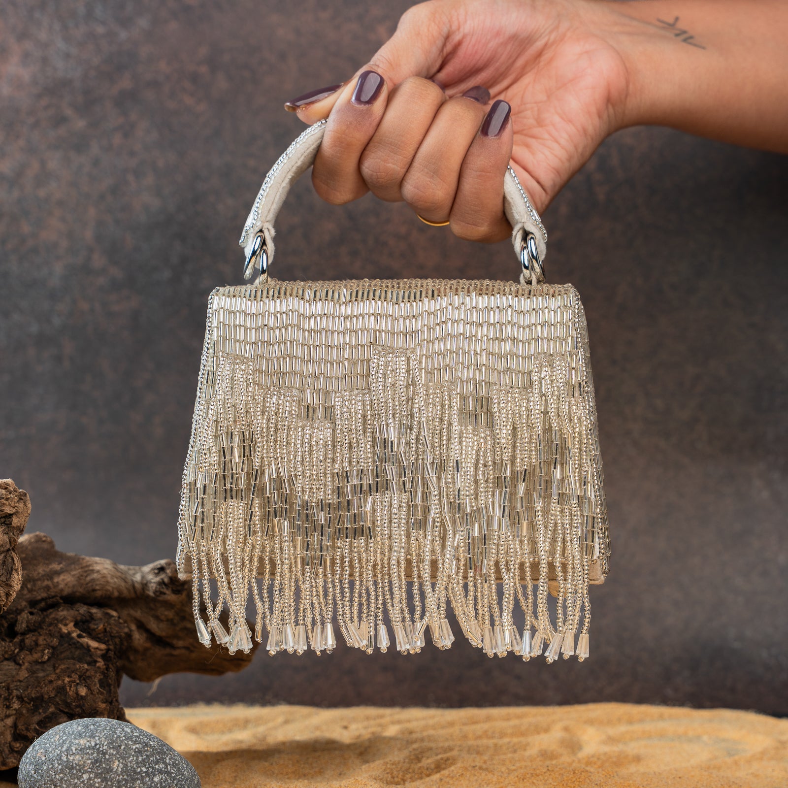 Salli En vie Mini Kasse Tassel Silver