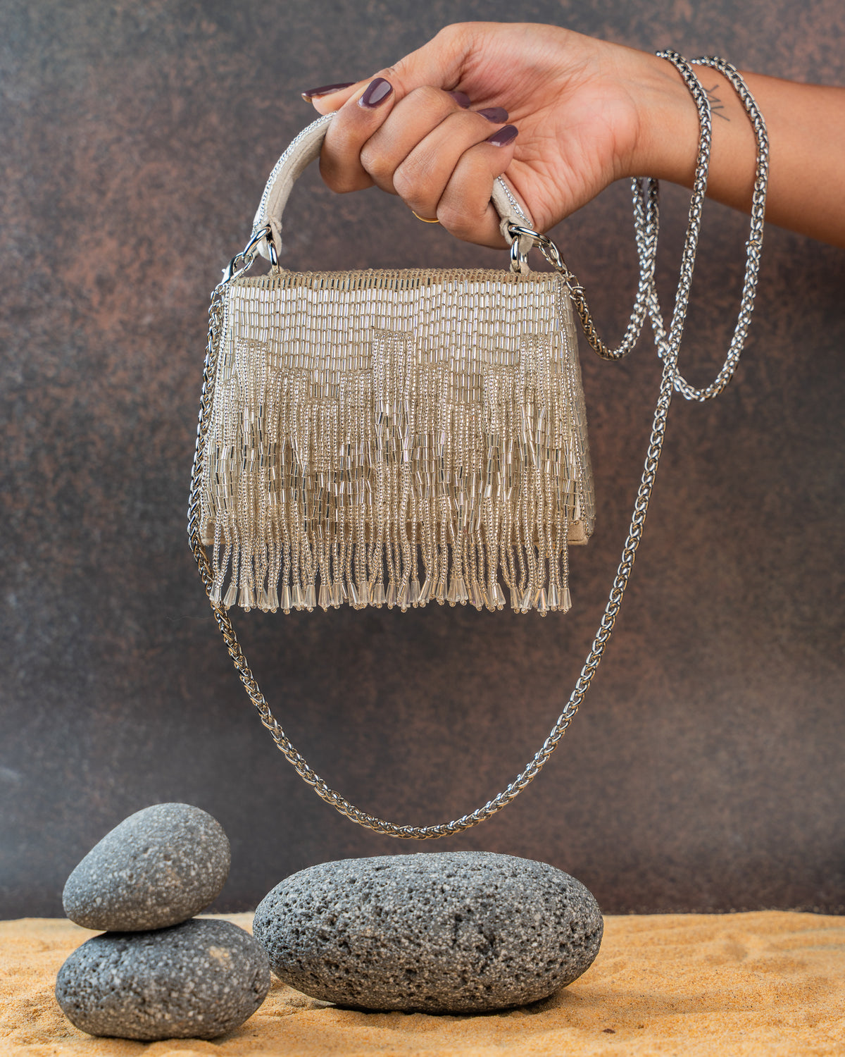 Salli En vie Mini Kasse Tassel Silver