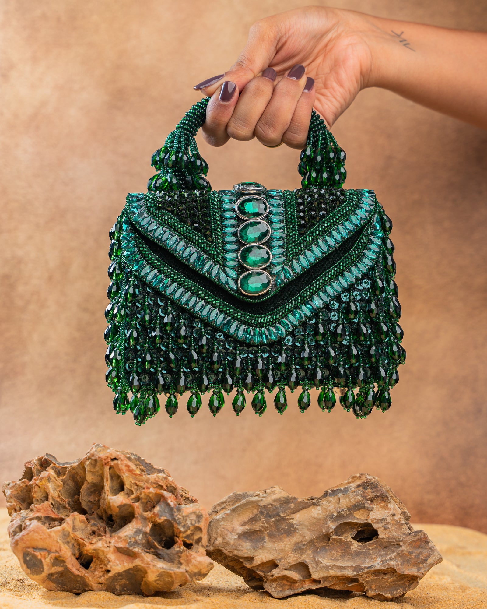 Chevron Crystal Kasse Emerald
