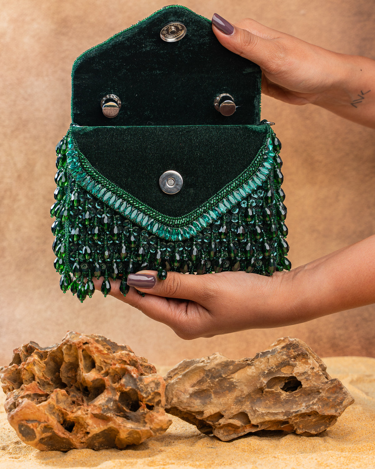 Chevron Crystal Kasse Emerald