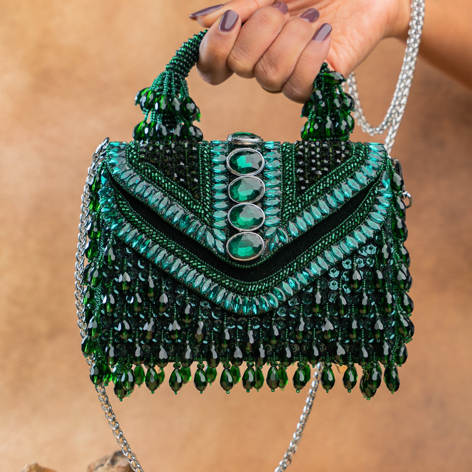 Chevron Crystal Kasse Emerald
