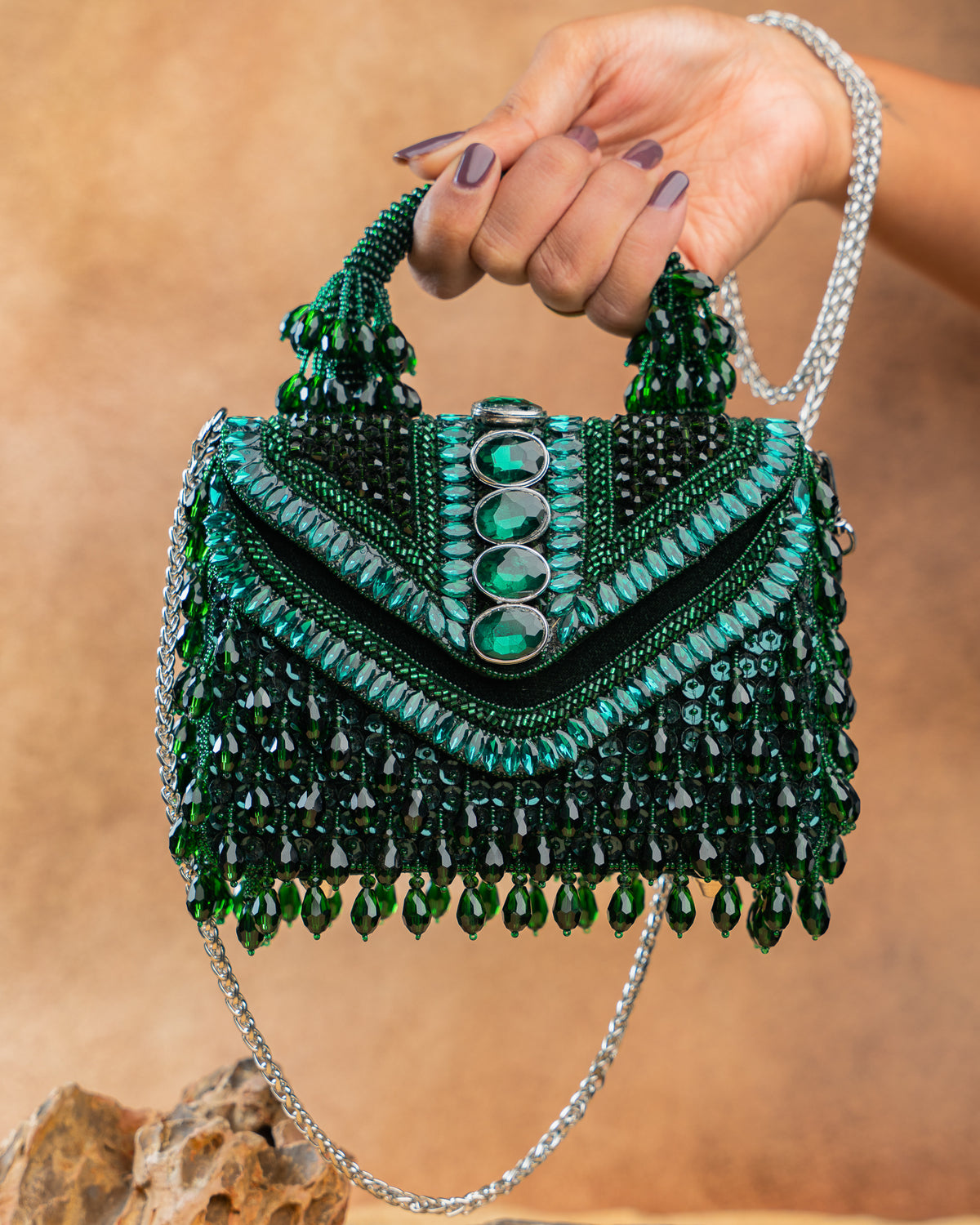 Chevron Crystal Kasse Emerald