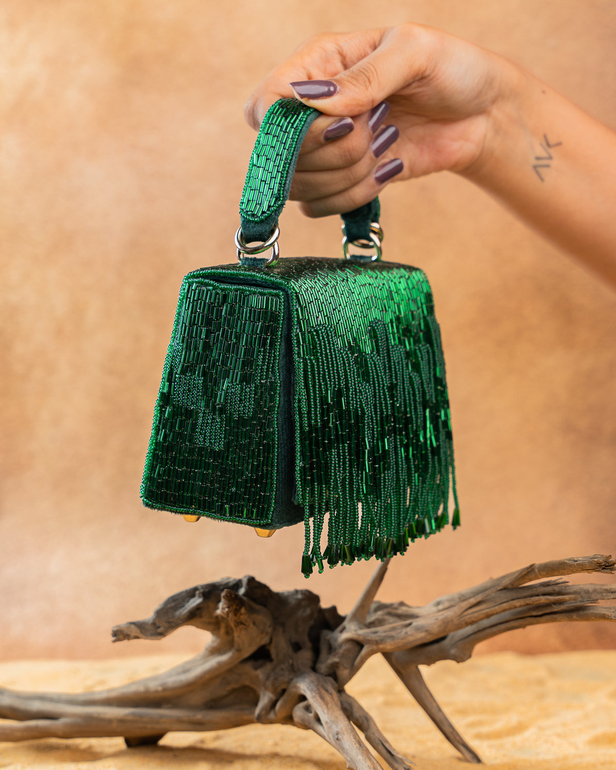 Salli En vie Mini Kasse Tassel Green