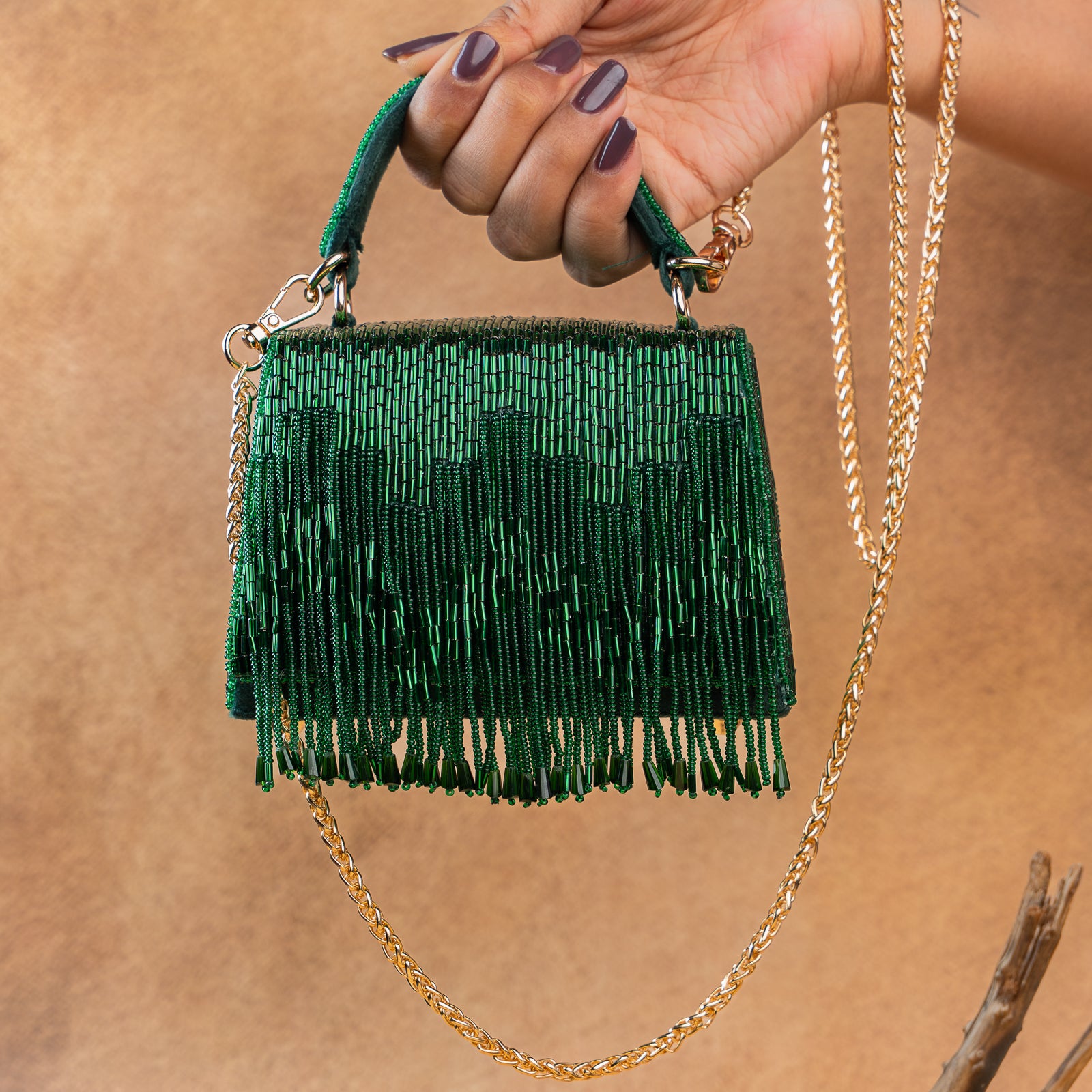 Salli En vie Mini Kasse Tassel Green