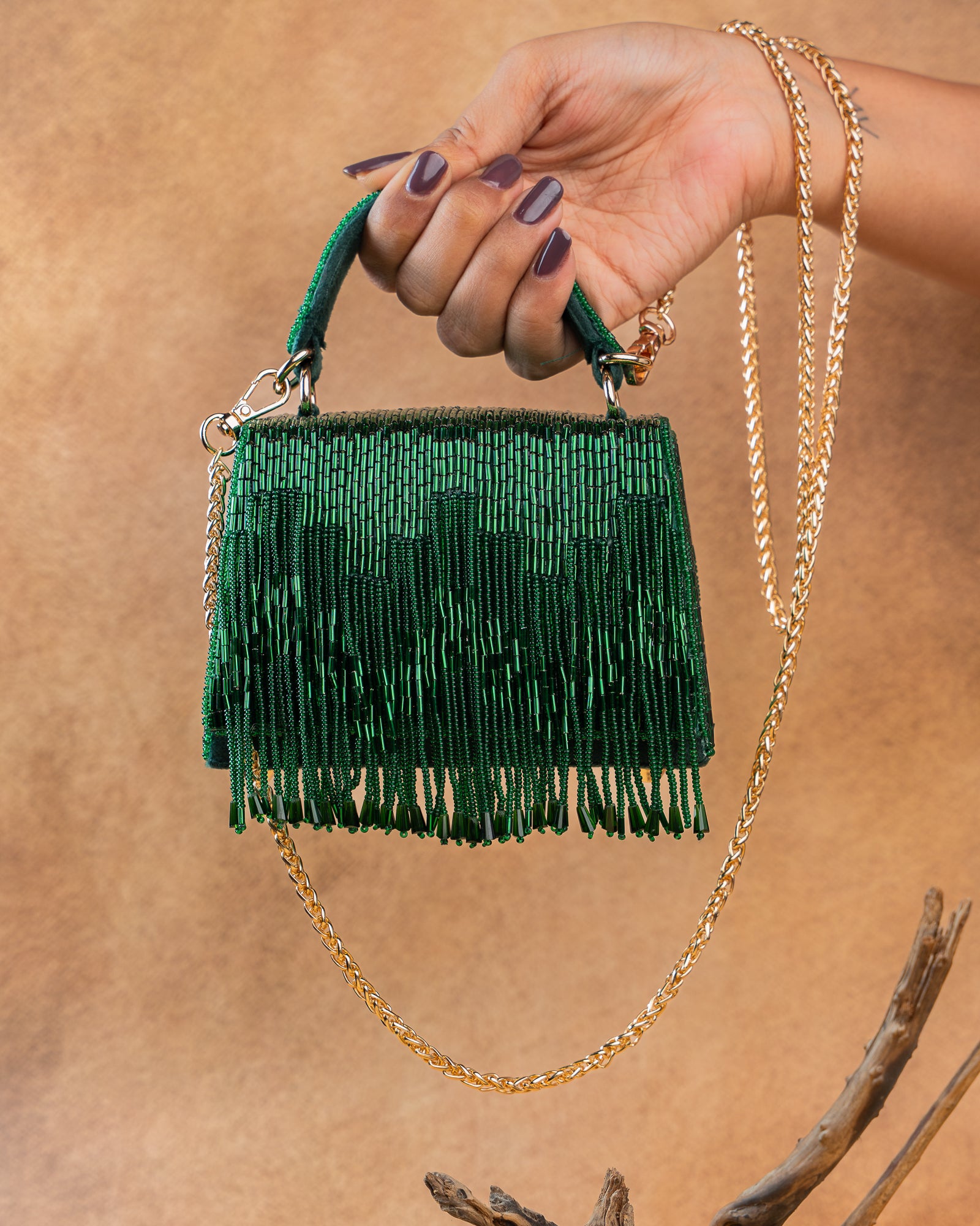 Salli En vie Mini Kasse Tassel Green
