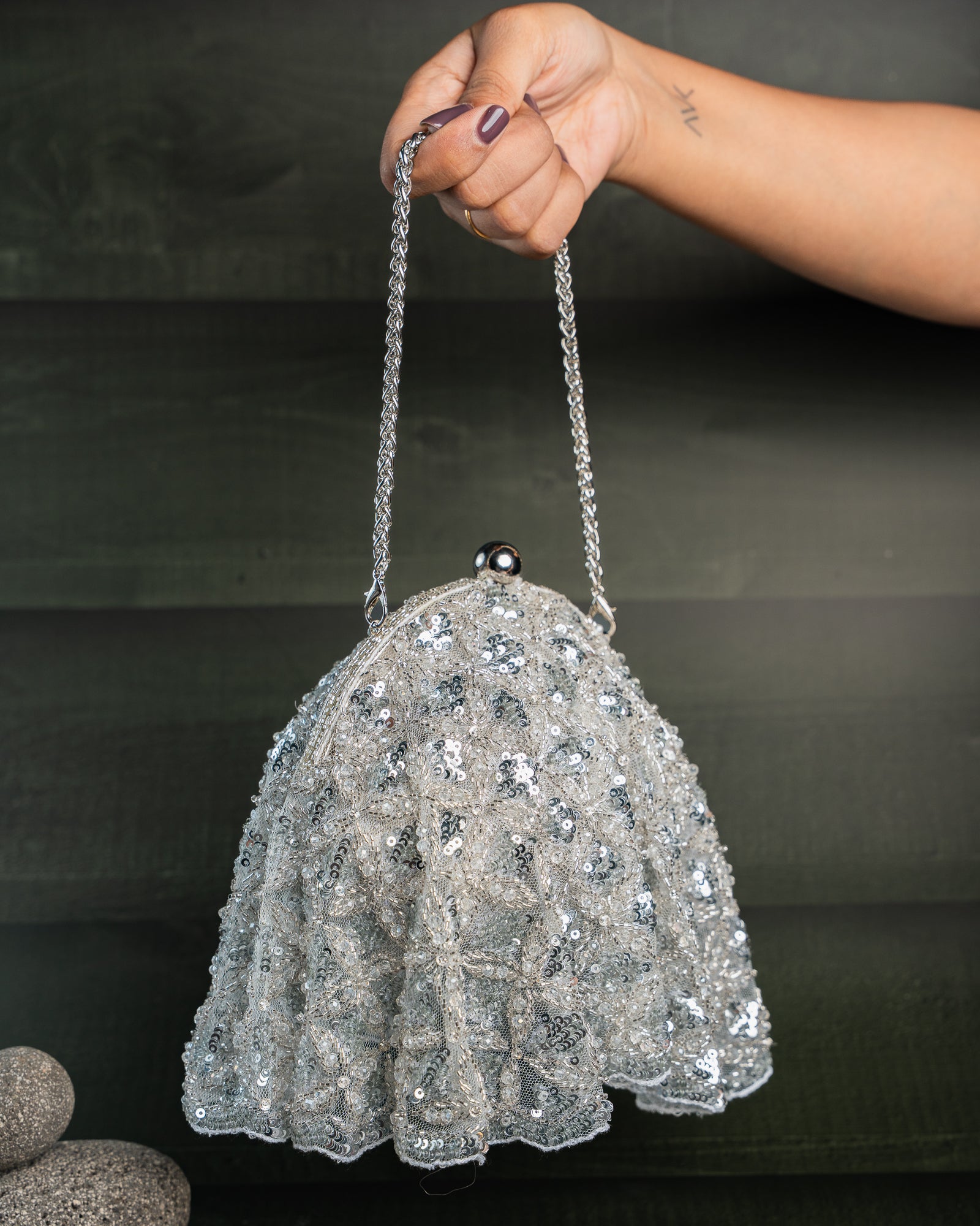 Drape Diva Batua Silver