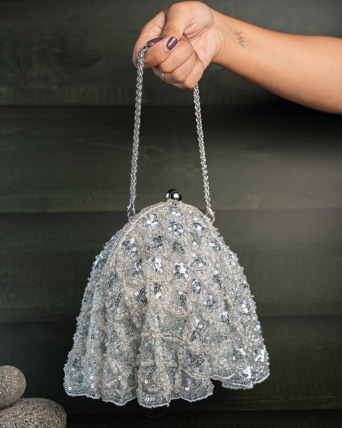 Drape Diva Batua Silver