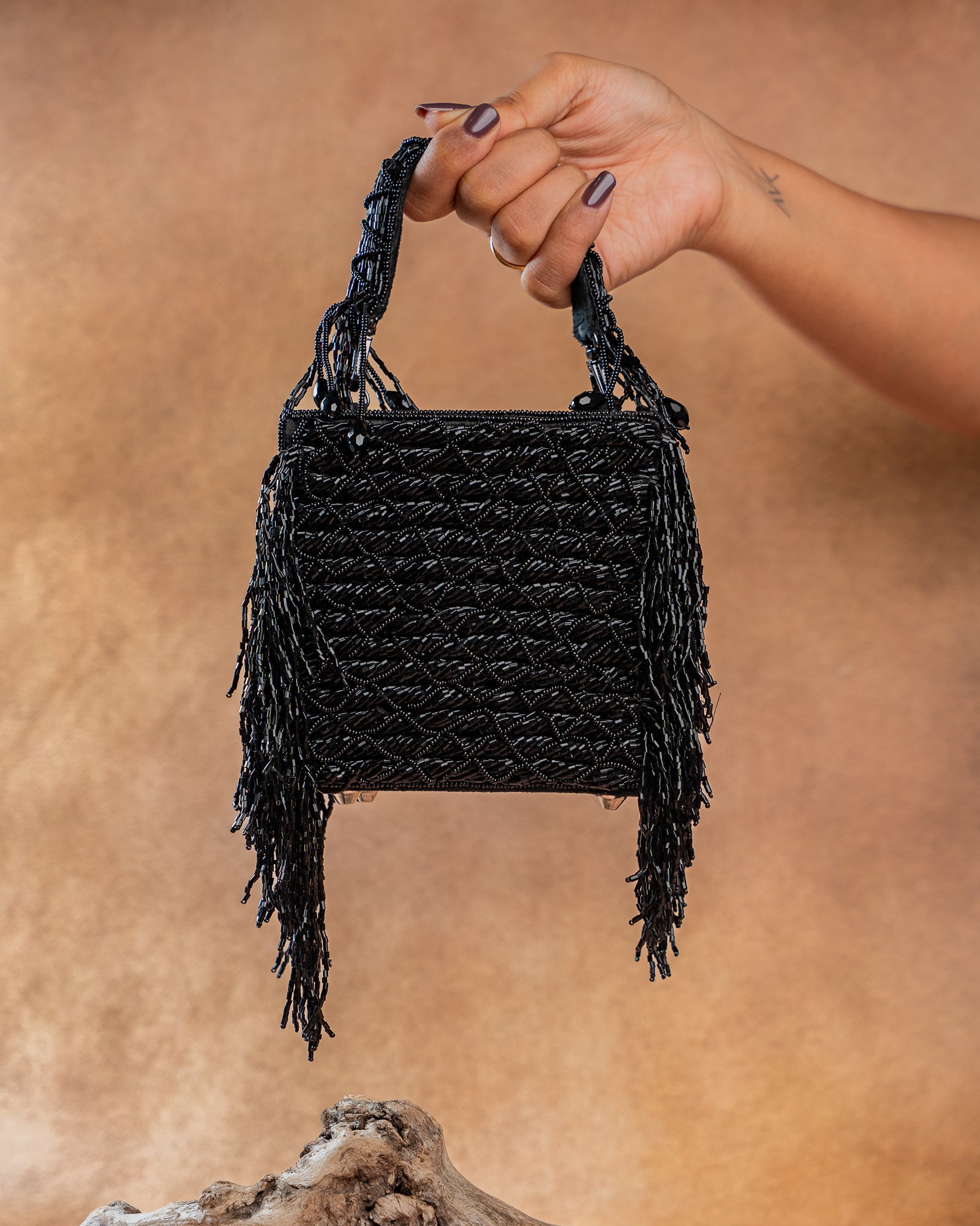 Weave Fringe Kasse Noir