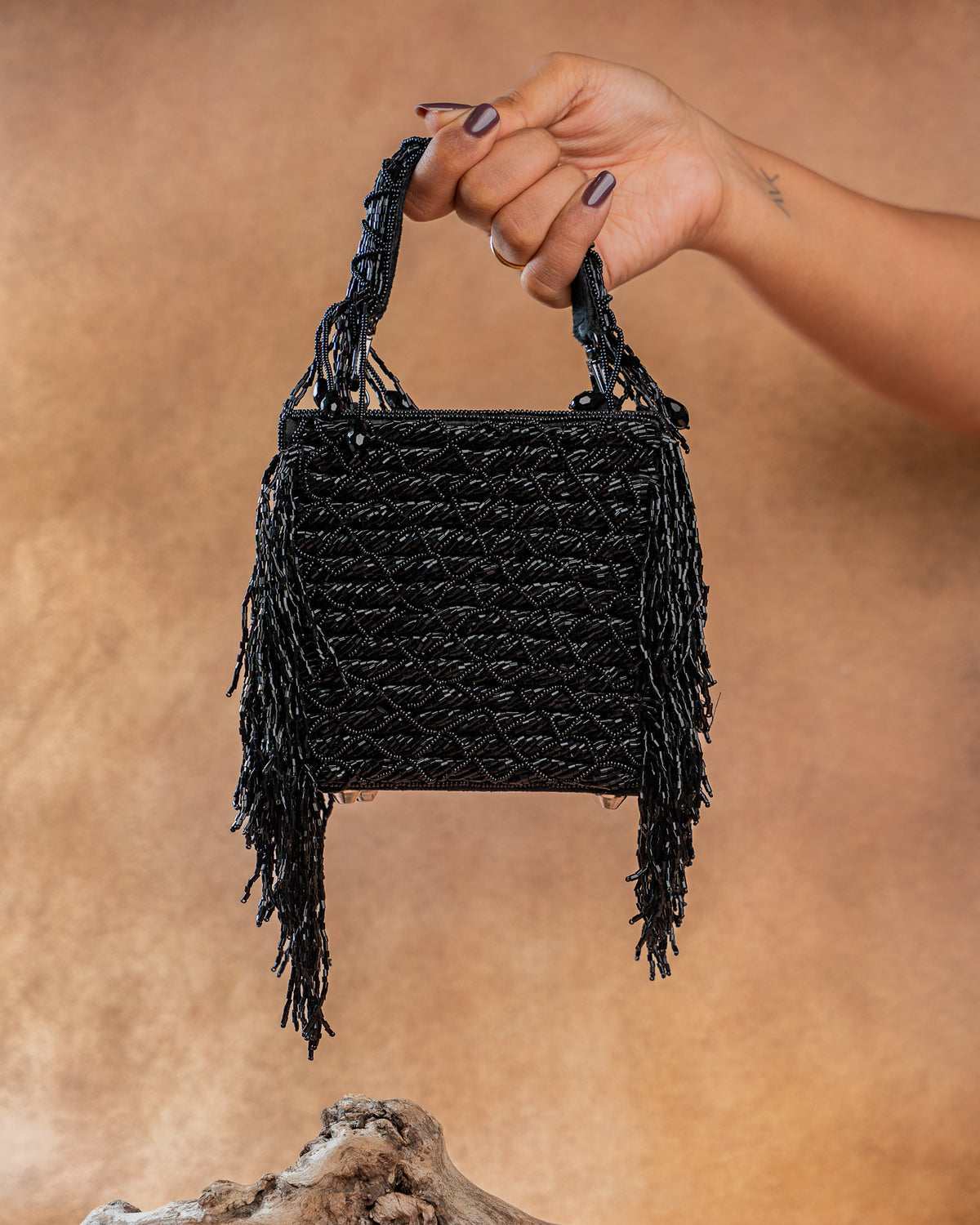 Weave Fringe Kasse Noir