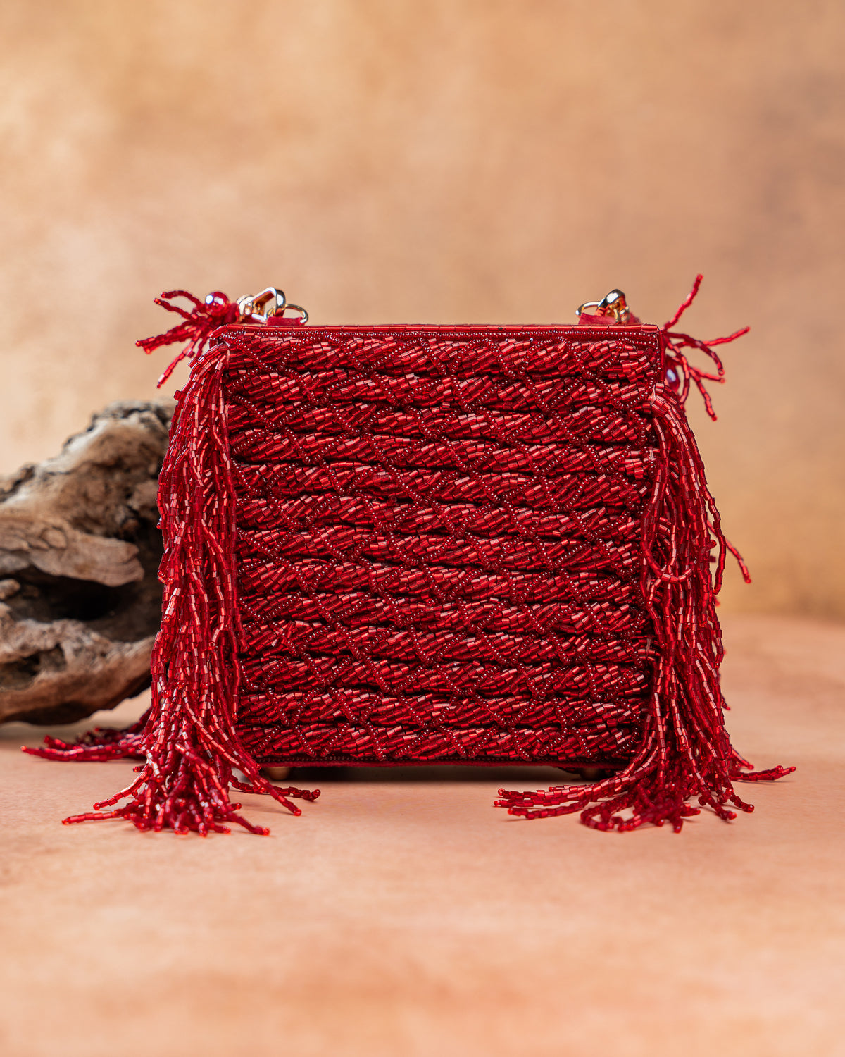 Weave Fringe Kasse Maroon