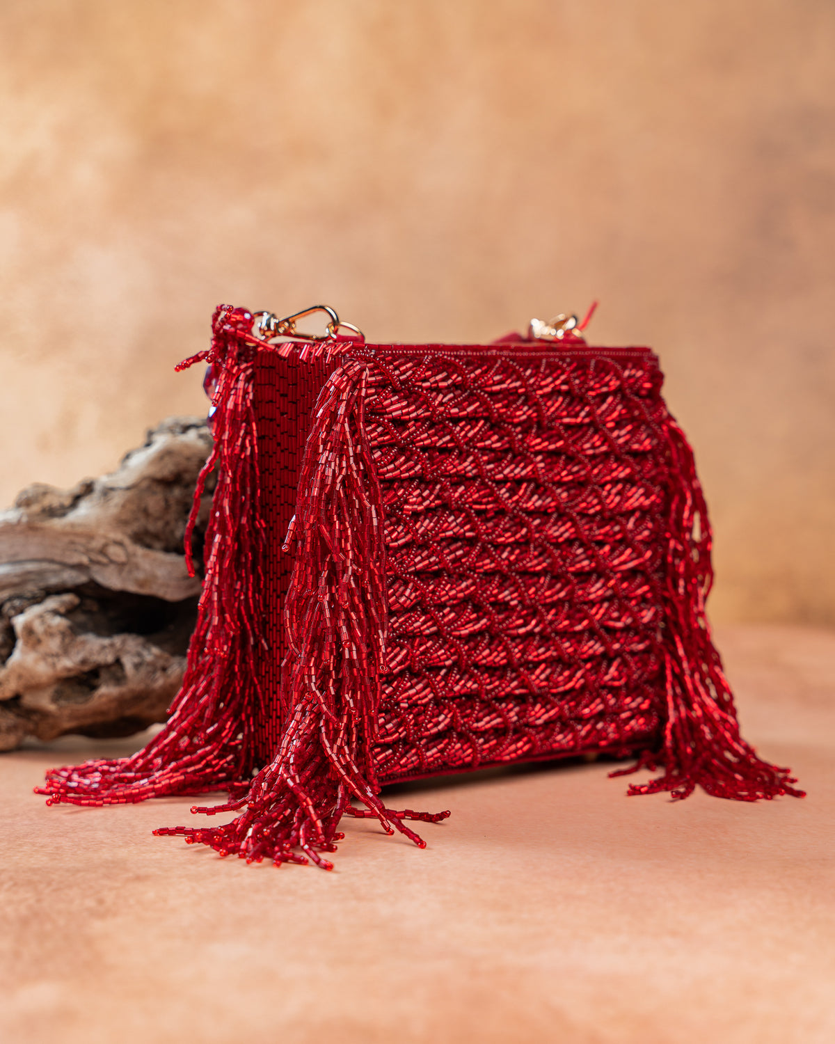 Weave Fringe Kasse Maroon