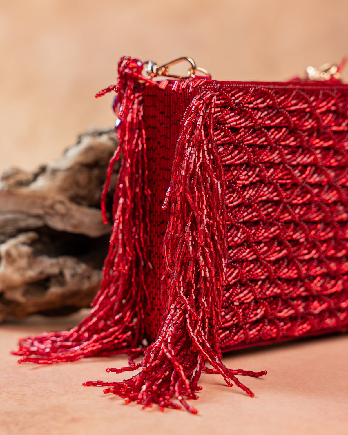 Weave Fringe Kasse Maroon